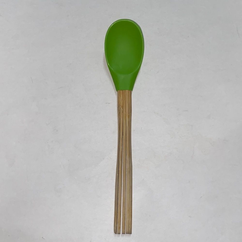 Rare Vibrant Green Spoon with Bamboo Handle